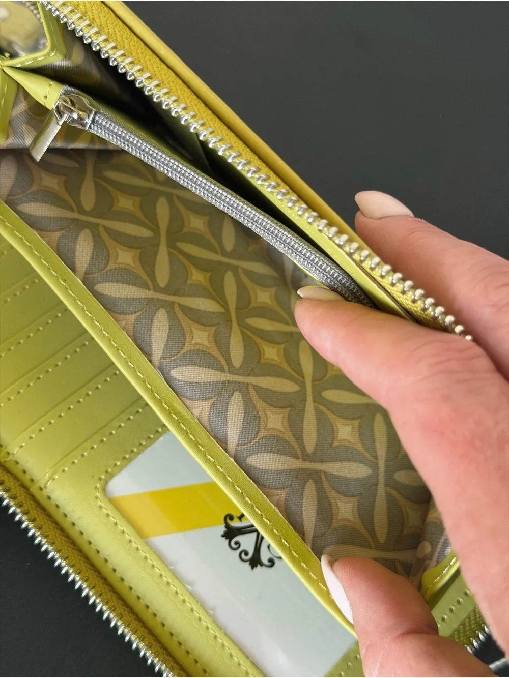 Christian Lacroix CXL Kara Croco Zip Around Wristlet Wallet - Moss